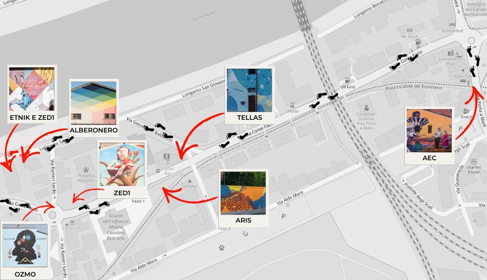 I murales del progetto Welcome to Pisa, nel quartiere di Porta a Mare