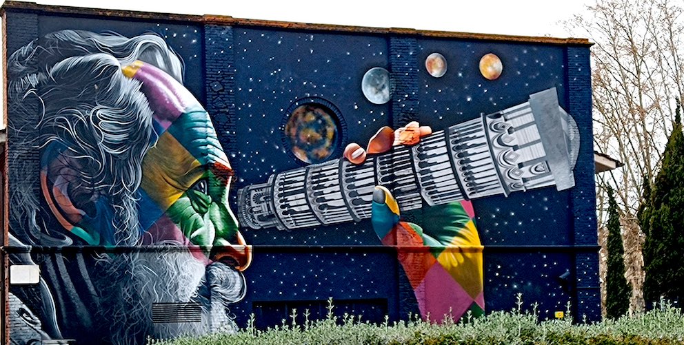 Il murales che Kobra ha fatto a Pisa in onore di Galileo Galilei